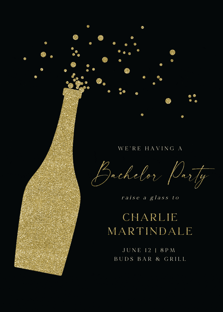 Glitter bubbly - invitación para despedida de soltero